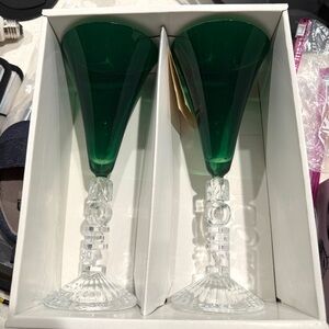 Cristal d'Arques Noel Christmas Glasses in Green Color Set of 2